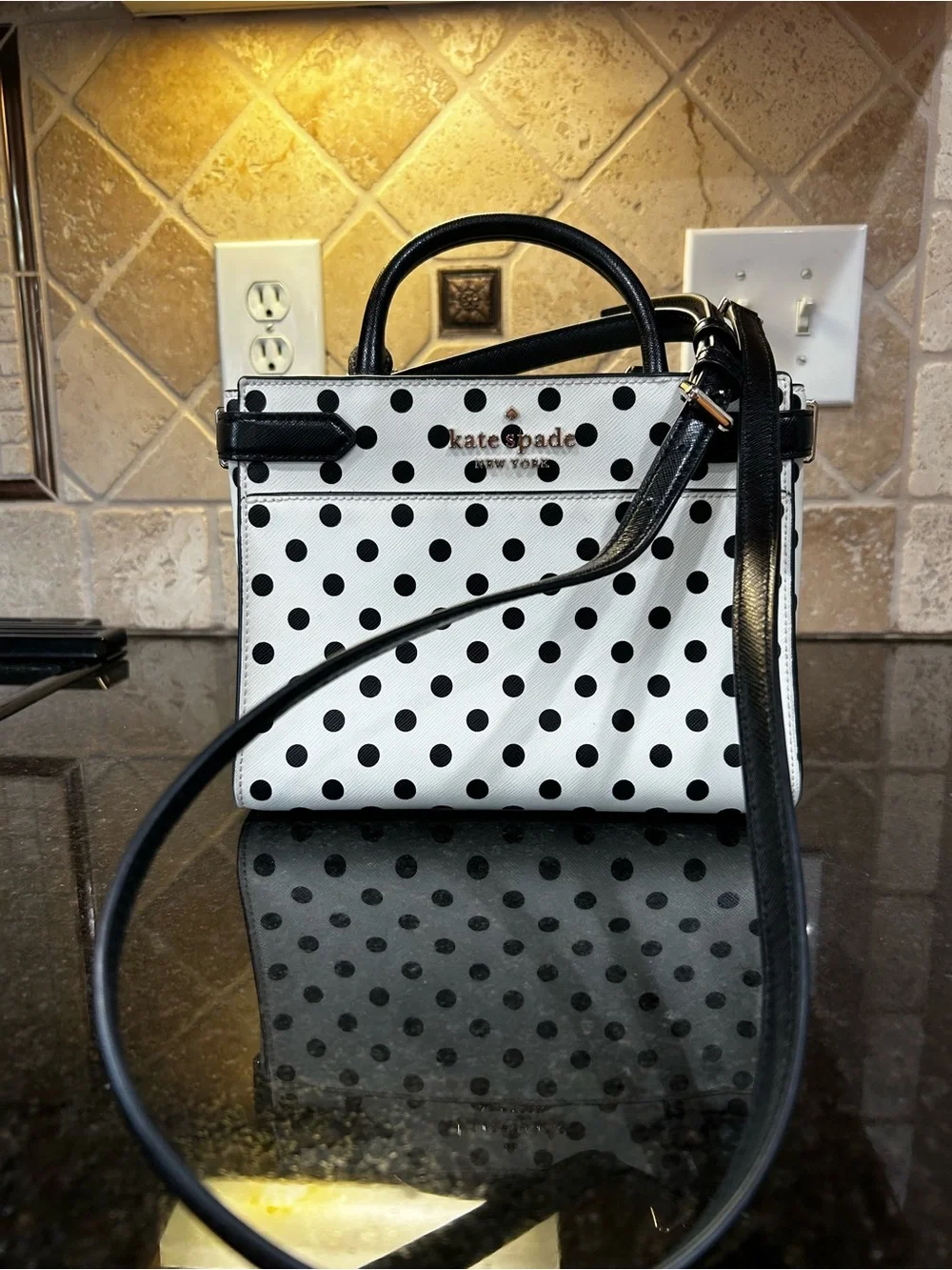 Kate Spade  Black and White Polka Dot Satchel